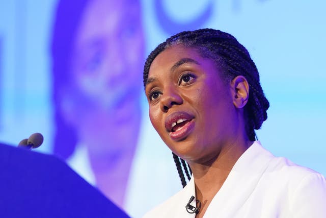 <p>Conservative leader Kemi Badenoch speaking at the Confederation of British Industry conference (Stefan Rousseau/PA)</p>