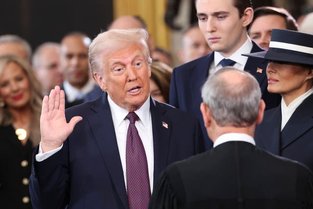 <p>Donald Trump takes the presidential oath of office </p>