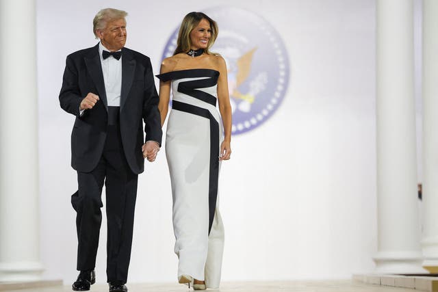 <p>US president Donald Trump and his wife, first lady Melania Trump, attend the commander in chief ball in Washington, US, 20 January 2025</p>