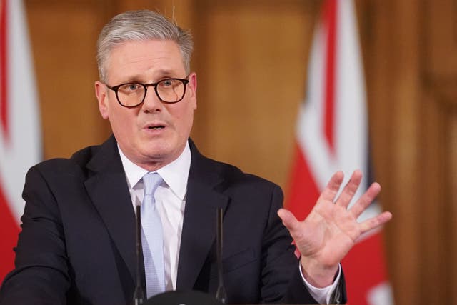 <p>Prime Minister Sir Keir Starmer during a press conference on migration at 10 Downing Street, London (Stefan Rousseau/PA)</p>