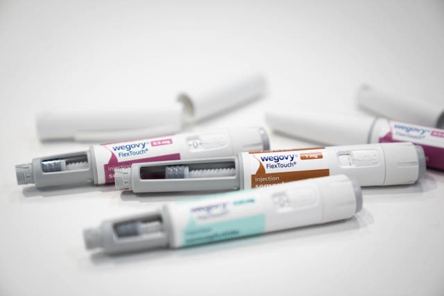 Semaglutide (GLP-1) weight-loss drug Wegovy, made by pharmaceutical company Novo Nordisk, which are designed to treat type 2 diabetes, but are widely known for their effect on weight loss (James Manning/PA)
