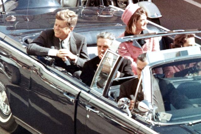 <p>Kennedy’s motorcade minutes before his assassination </p>