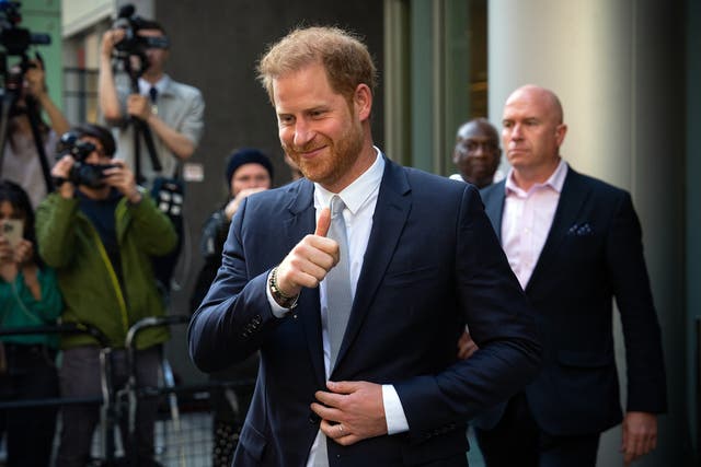 <p>Prince Harry leaves the High Court after giving evidence in London in June 2023</p>