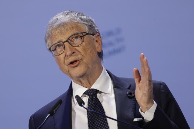 <p>Bill Gates speaks at the pledge session of the 2024 World Health Summit in 2014. In a new interview, he said he can see 15 percent cuts to many government agencies, but doesn’t want groups closed down </p>