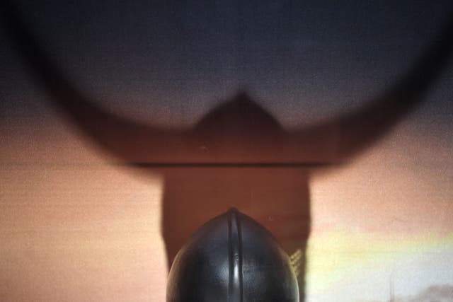 <p>File. A Viking helmet is pictured at an exhibition</p>