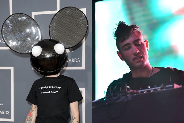 <p>Deadmau5 (left) and 3lau (right) are both popular DJs.  Deadmau5 slammed his fellow musician over playing at one of Donald Trump’s innagural balls </p>