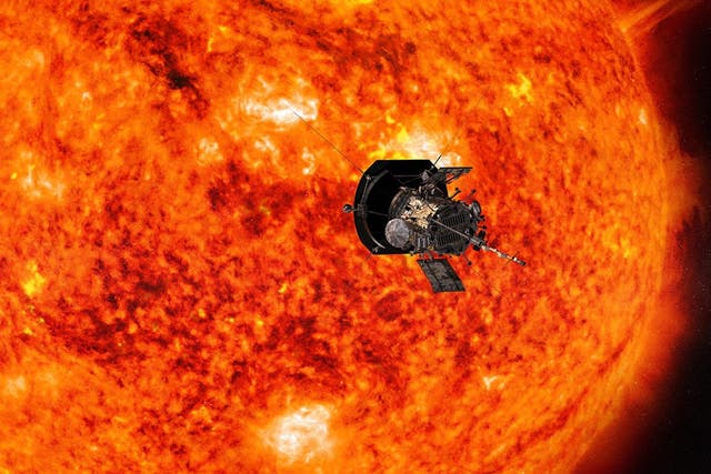 <p>Artistic rendition of Parker solar probe nearing Sun</p>