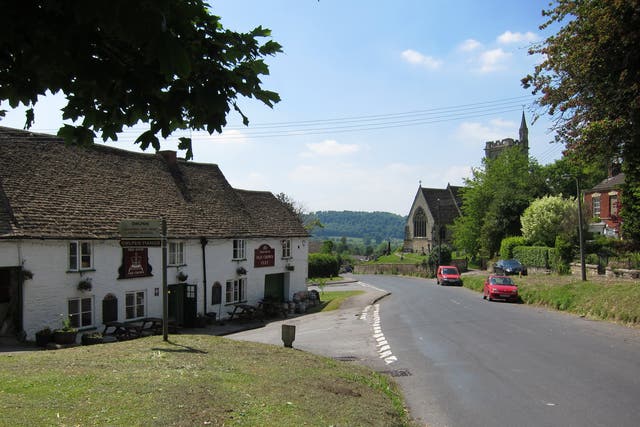 <p>Forgotten past: Today the village of Uley, Gloucestershire looks calm and serene. But new research shows that, back in Roman times, the area was a ritual centre for persuading the gods to exact lethal revenge on local criminals </p>