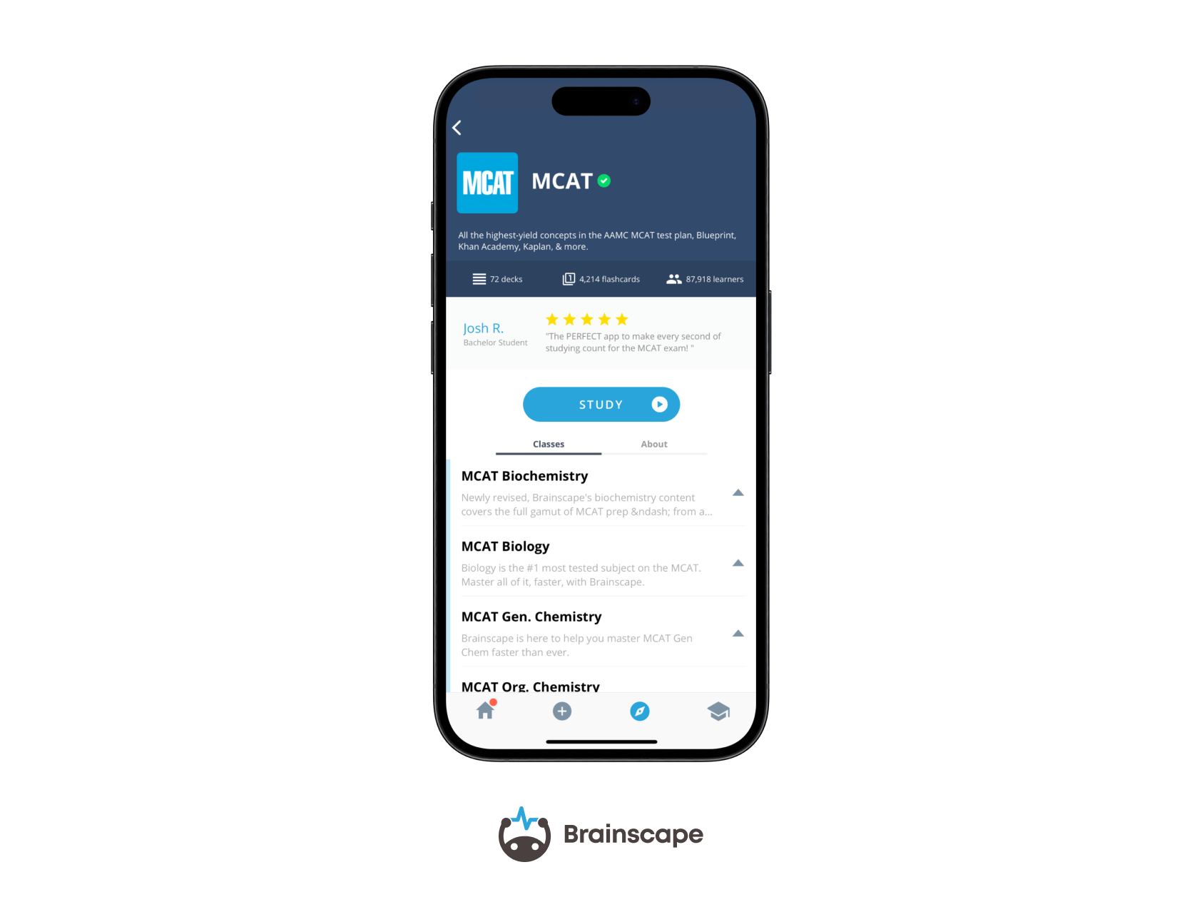 Brainscape's MCAT study app Brainscape's MCAT study app