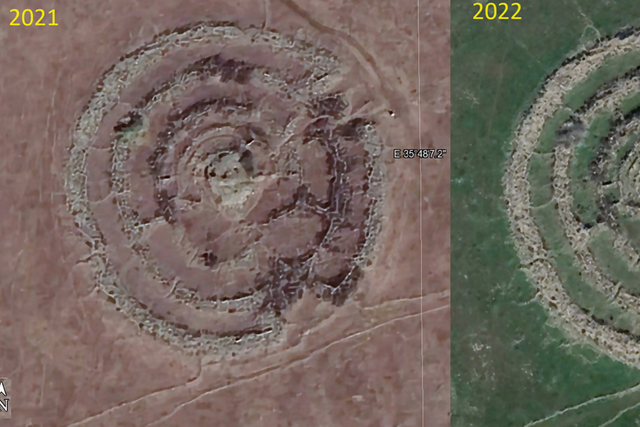 <p>Rujm el-Hiri site as seen from space</p>