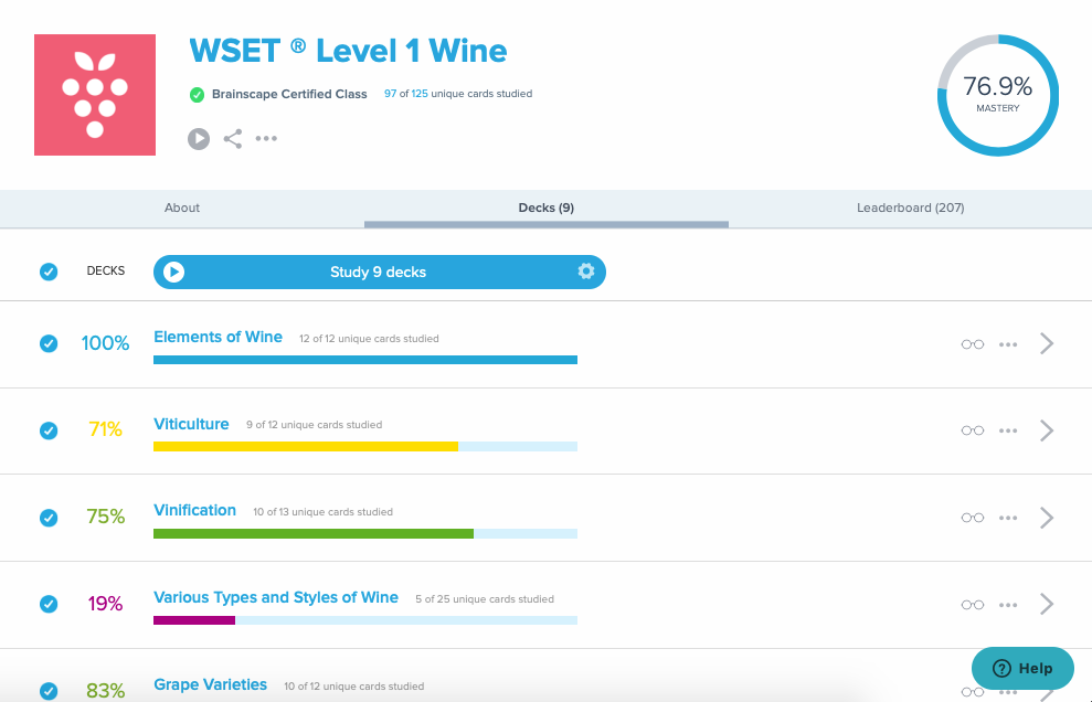 Brainscape's WSET Level 1 Wine Flashcards web dashboard Brainscape's WSET Level 1 Wine Flashcards web dashboard
